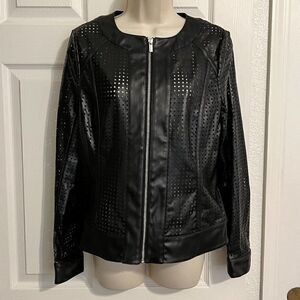 Dolce Cabo Fenestrated Black Leather Jacket Size Medium EUC